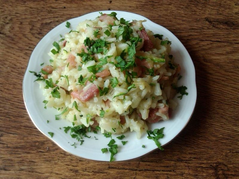 Risotto z cukinią i boczkiem Risotto z cukinią i boczkiem