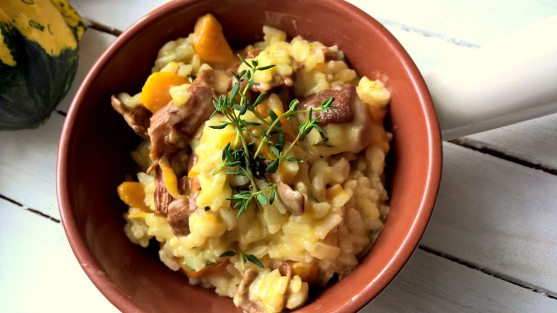 Risotto z dynią i grzybami Risotto z dynią i grzybami