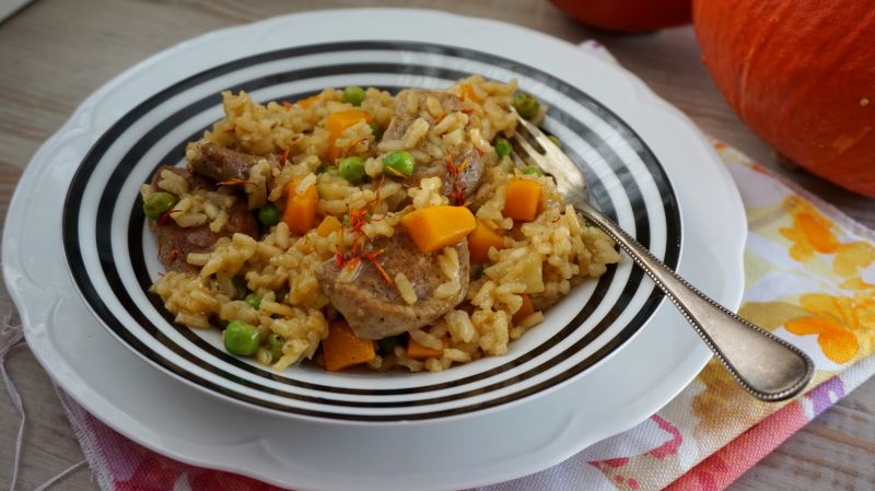 Risotto z dynią i polędwicą  Risotto z dynią i polędwicą