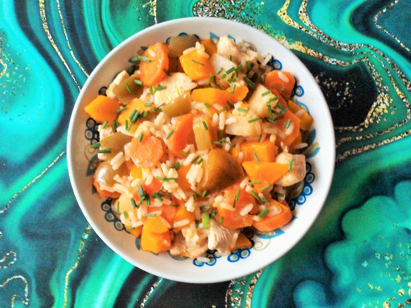 Risotto z jesiennymi warzywami i gruszką  Risotto z jesiennymi warzywami i gruszką