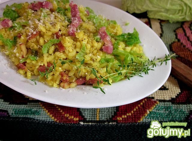 Risotto z kapustą włoska i boczkiem Risotto z kapustą włoska i boczkiem