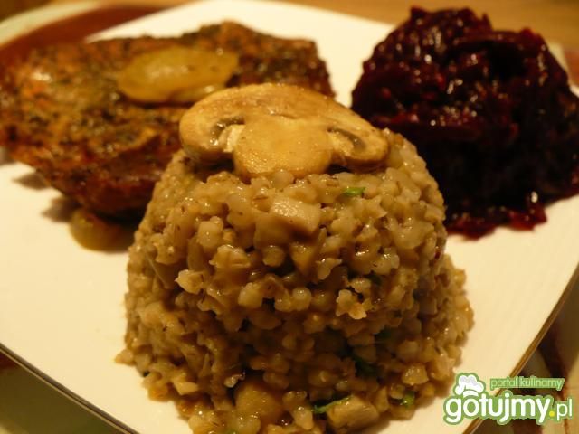 Risotto z kaszy z pieczarkami