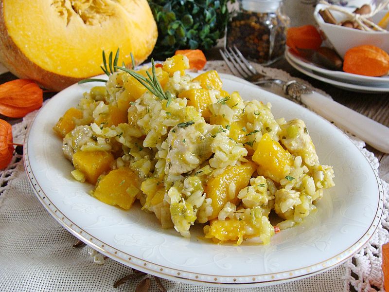 Risotto z kurczakiem dynią i porem