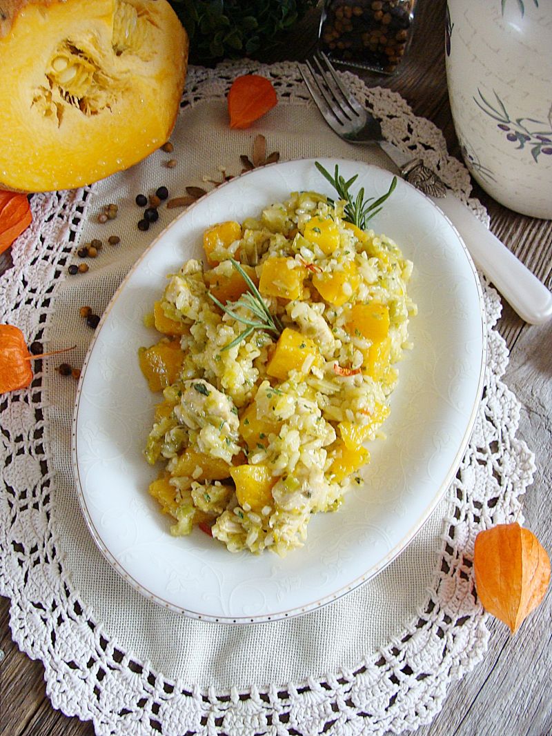 Risotto z kurczakiem dynią i porem