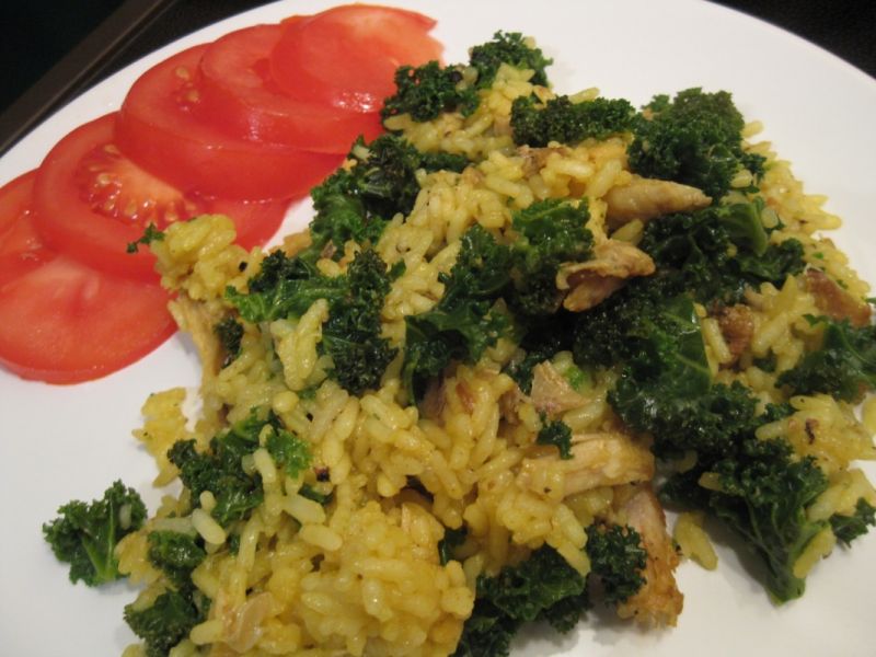 Risotto z kurczakiem i jarmużem