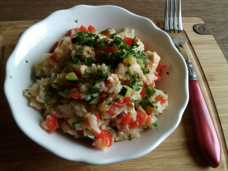 Risotto z kurczakiem na zielonej herbacie  Risotto z kurczakiem na zielonej herbacie