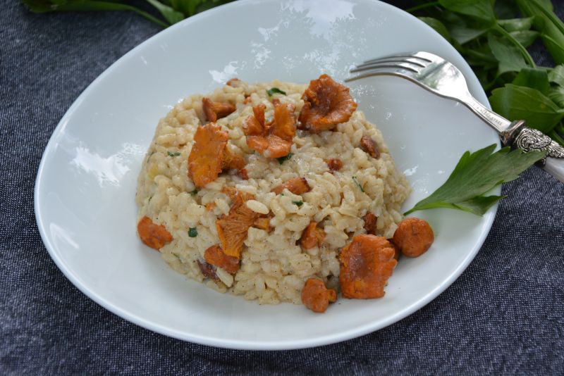 Risotto z kurkami i świeżym lubczykiem Risotto z kurkami i świeżym lubczykiem