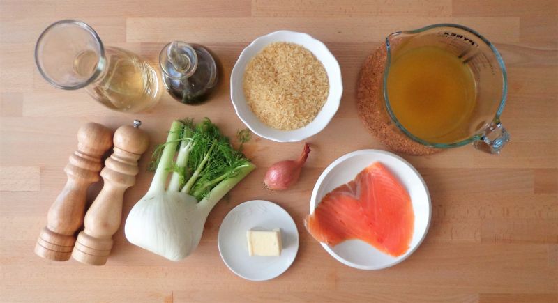 Risotto z łososiem wędzonym i koprem włoskim