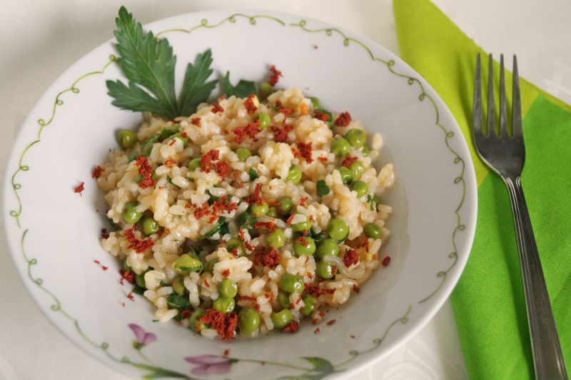 Risotto z młodym groszkiem Risotto z młodym groszkiem