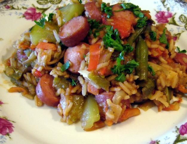 Risotto z parówkami