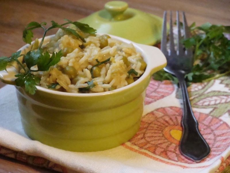 Risotto z zielonym groszkiem  Risotto z zielonym groszkiem
