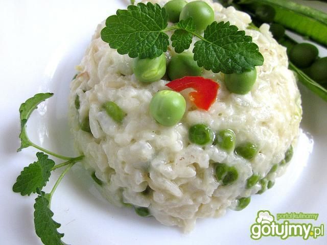 Risotto z zielonym groszkiem i miętą Risotto z zielonym groszkiem i miętą