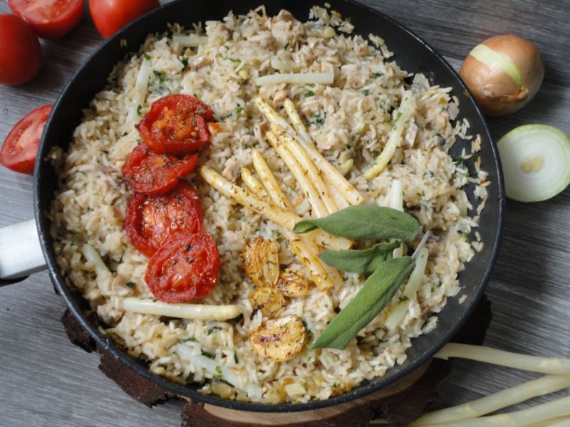 Risotto ze szparagami i kurczakiem Risotto ze szparagami i kurczakiem