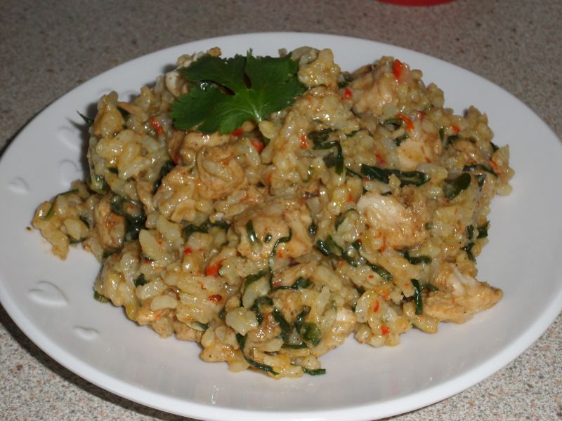 Risotto ze szpinakiem i kurczakiem Risotto ze szpinakiem i kurczakiem