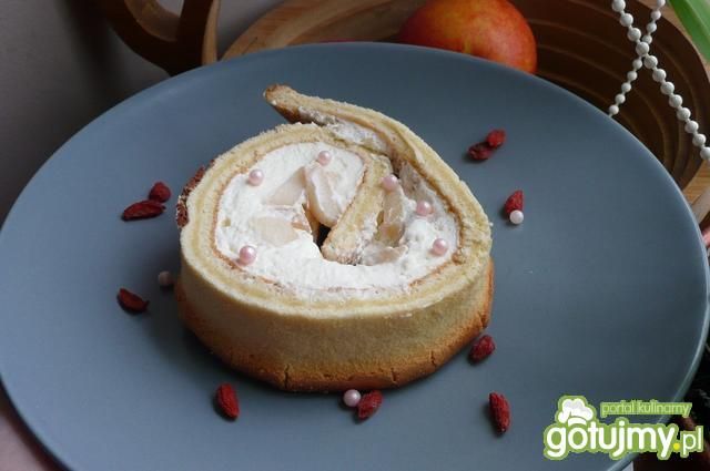 Rolada biszkoptowa z gruszkami Elfi