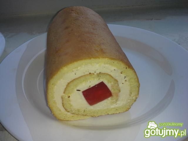 Rolada biszkoptowa z kremem i galaretką