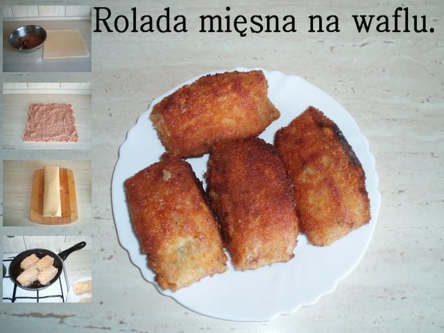 Rolada mięsna na waflu. Rolada mięsna na waflu.