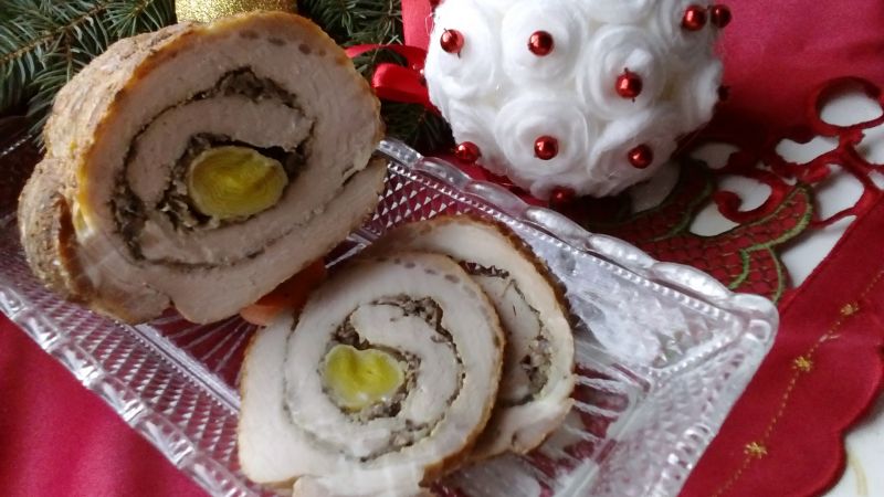 Rolada schabowa z pieczarkami i porem