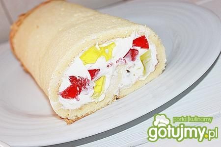 Rolada z bitą śmietaną i galaretkami 3 Rolada z bitą śmietaną i galaretkami 3