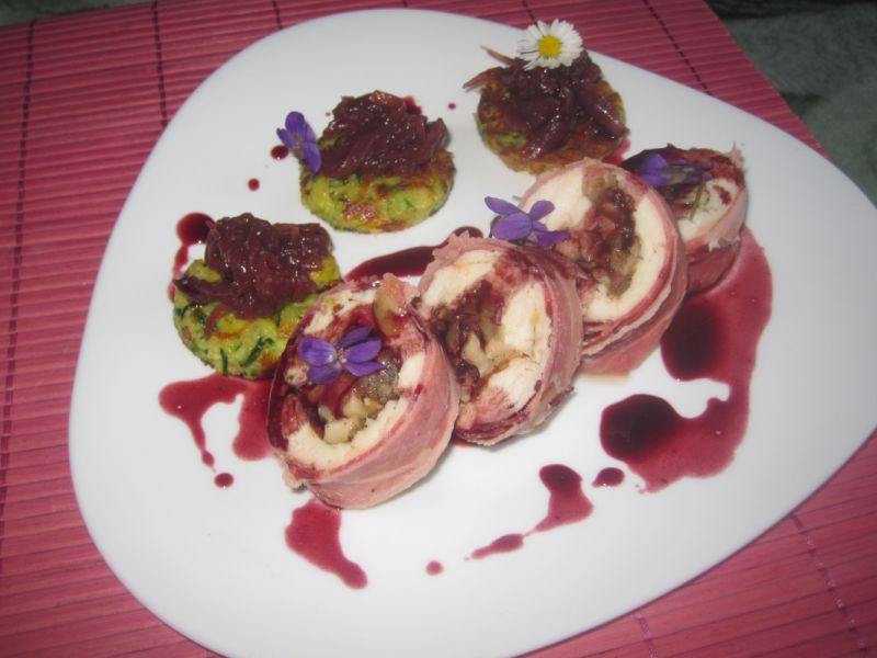 Rolada z kurczaka z boczniakami w prosciutto  