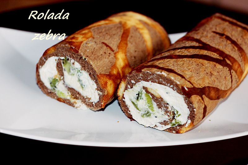 Rolada zebra ze śmietaną, mascarpone i kiwi Rolada zebra ze śmietaną, mascarpone i kiwi