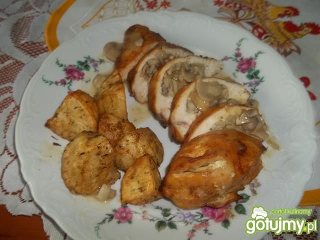 roladki drobiowe faszerowane pieczarkami roladki drobiowe faszerowane pieczarkami