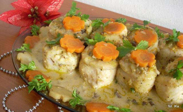 Roladki rybne z grzybami