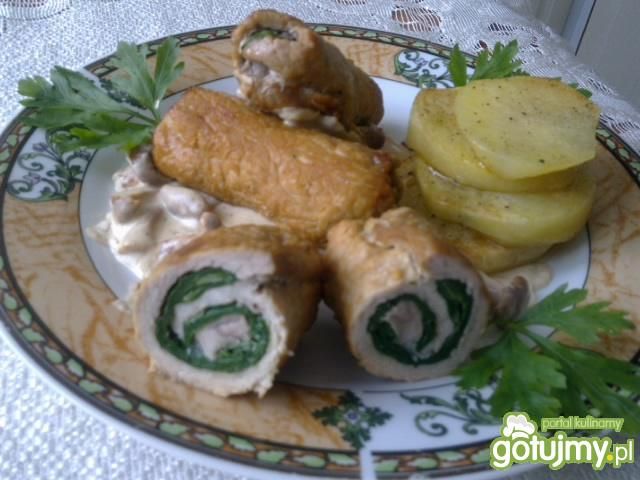 Roladki schabowe ze szpinakiem