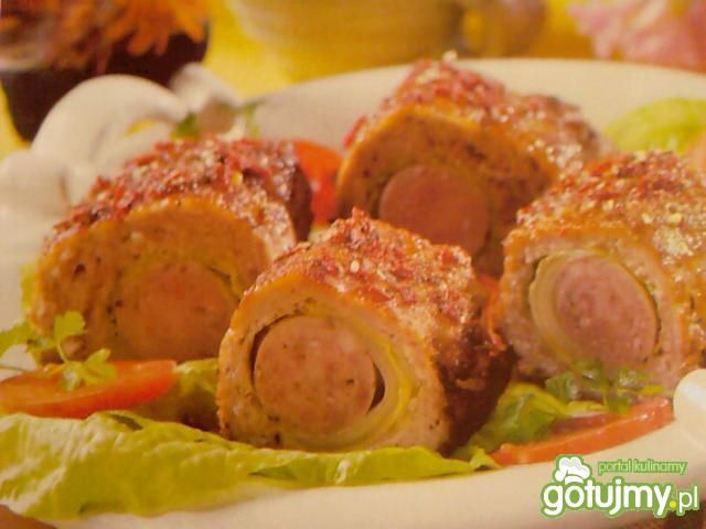 Roladki wieprzowe z białą kiełbaską