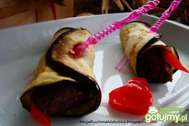 Roladki z bakłażana nadziewane kaszanką 