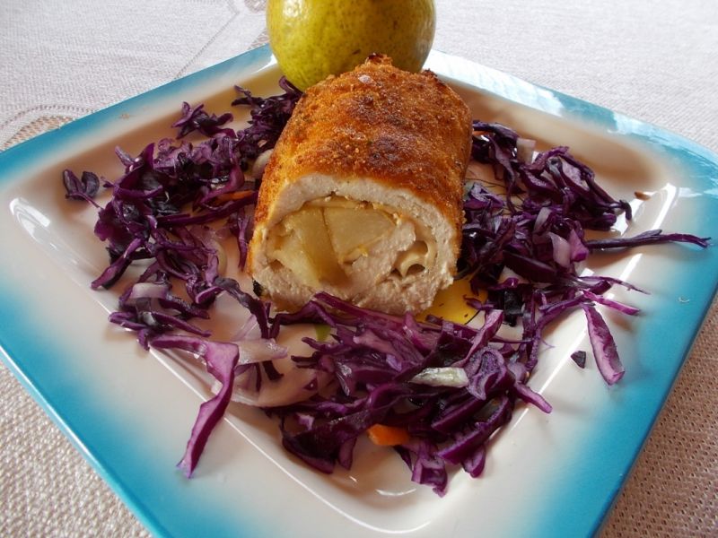 Roladki z kurczaka i gruszki