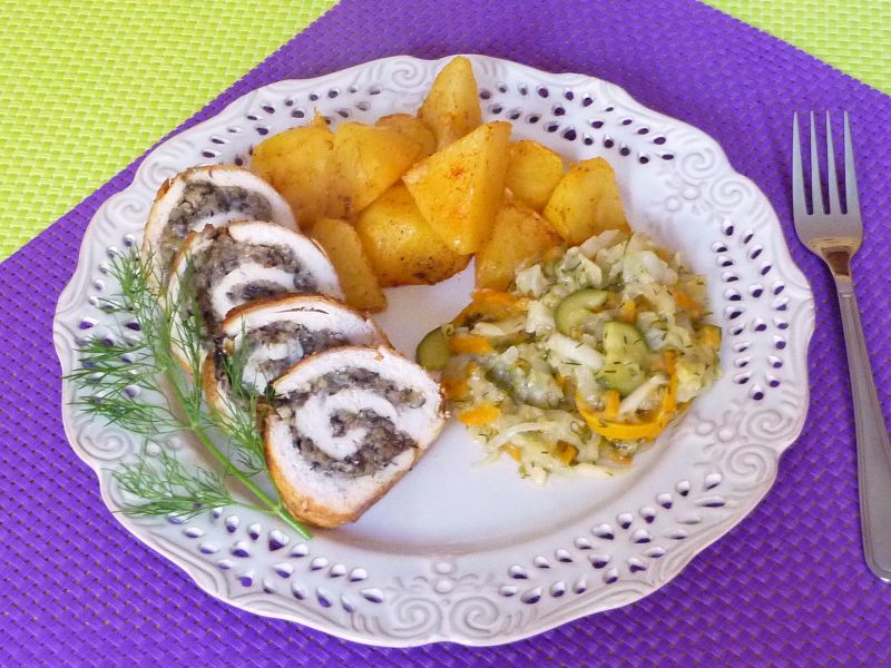 Roladki z kurczaka z leśnymi grzybami