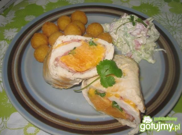Roladki z melonem,szynką i serem cheddar