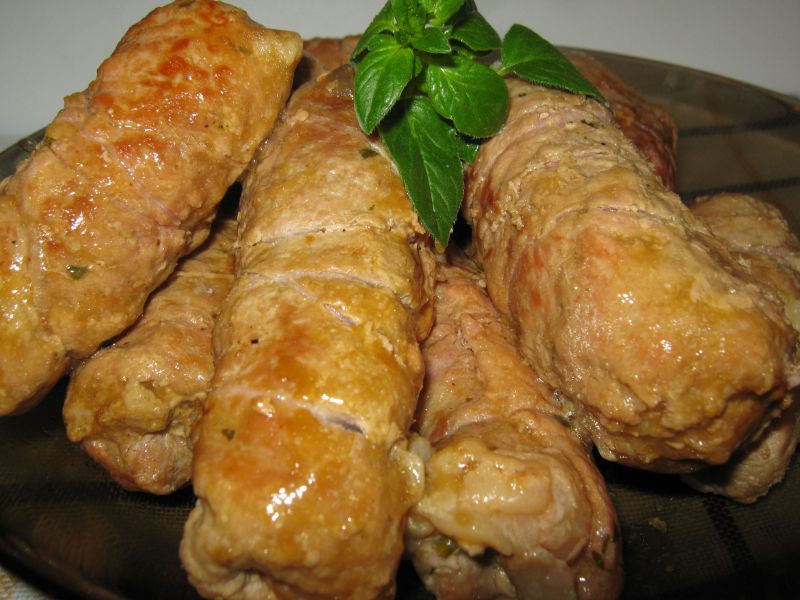 Roladki z pieczarkami