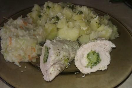 Roladki z piersi z brokułami w sosie