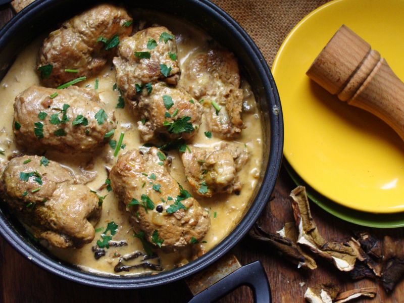 Roladki z szynki z grzybami 