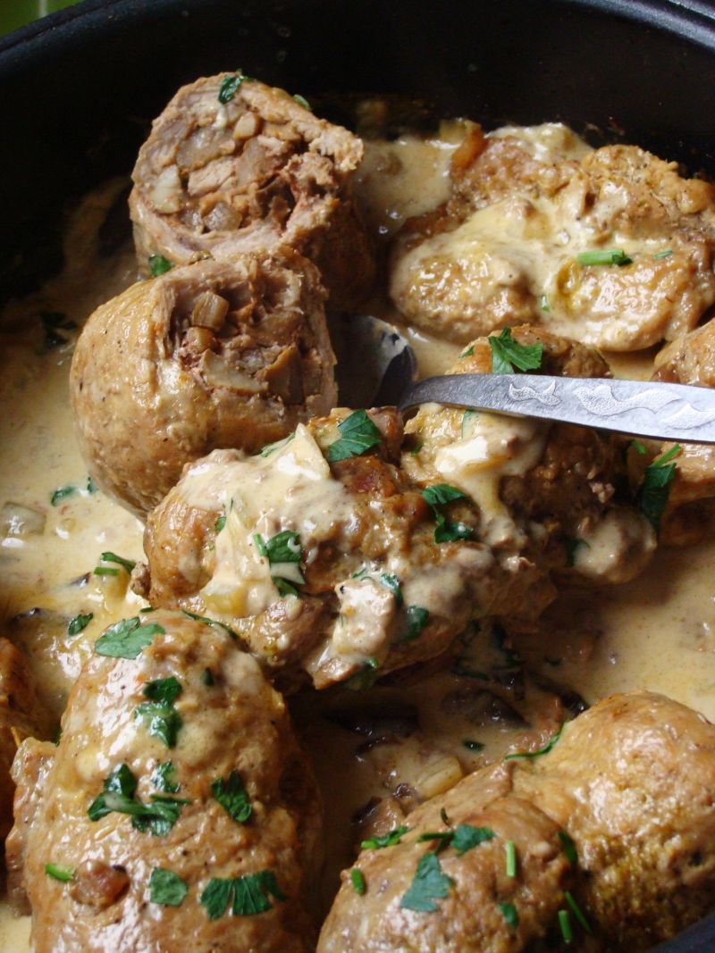 Roladki z szynki z grzybami 