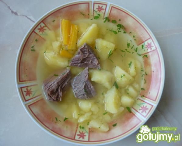 Rosół wołowy z miesem i ziemniakami  Rosół wołowy z miesem i ziemniakami