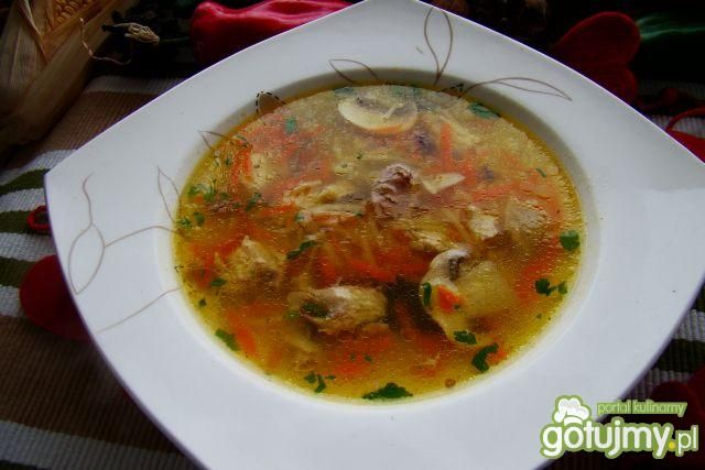Rosołek  z pieczarką  i lubczykiem 