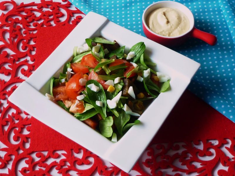 Roszponka z papryką i kukurydzą