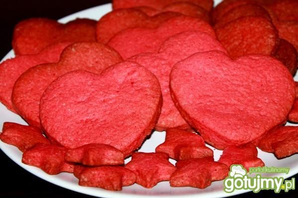 Różowe  ciasteczka serduszka