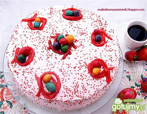 Różowy tort wielkanocny Różowy tort wielkanocny