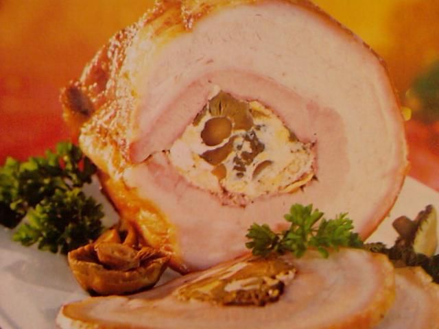 Rulon z boczku z gąskami