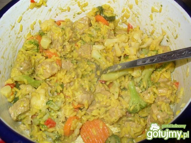 Ryż z mięsem i warzywami.