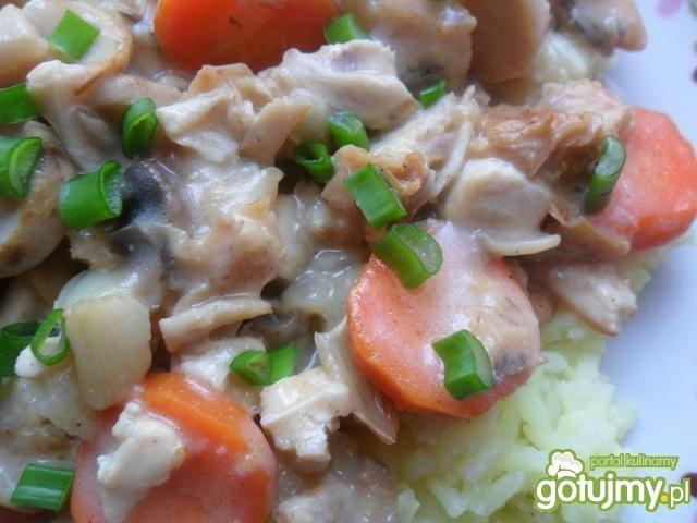 Ryż z mięsem, pieczarkami i marchewką 