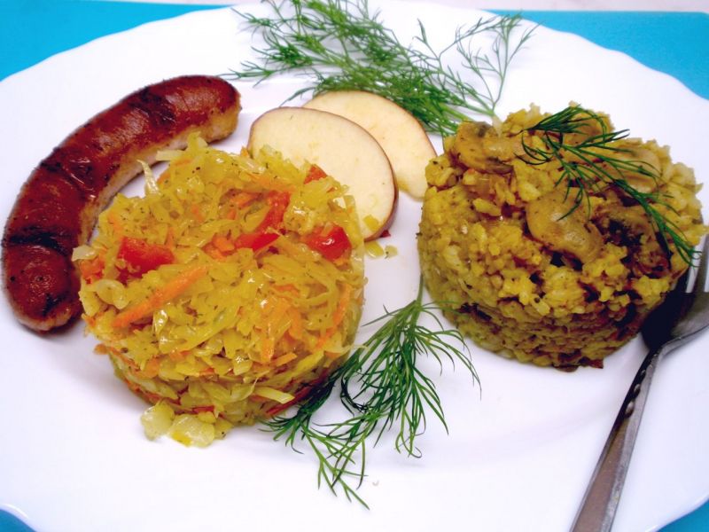 Ryż z pieczarkami z patelni