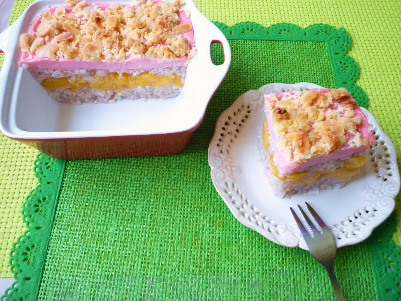 Ryż zapiekany z brzoskwiniami i budyniem Ryż zapiekany z brzoskwiniami i budyniem