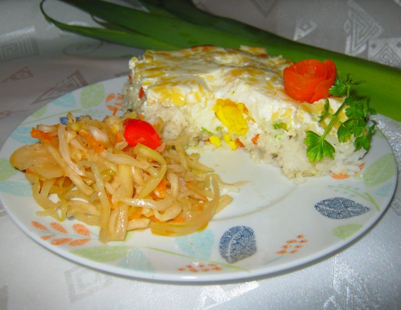 Ryż zapiekany z warzywami i niespodzianką