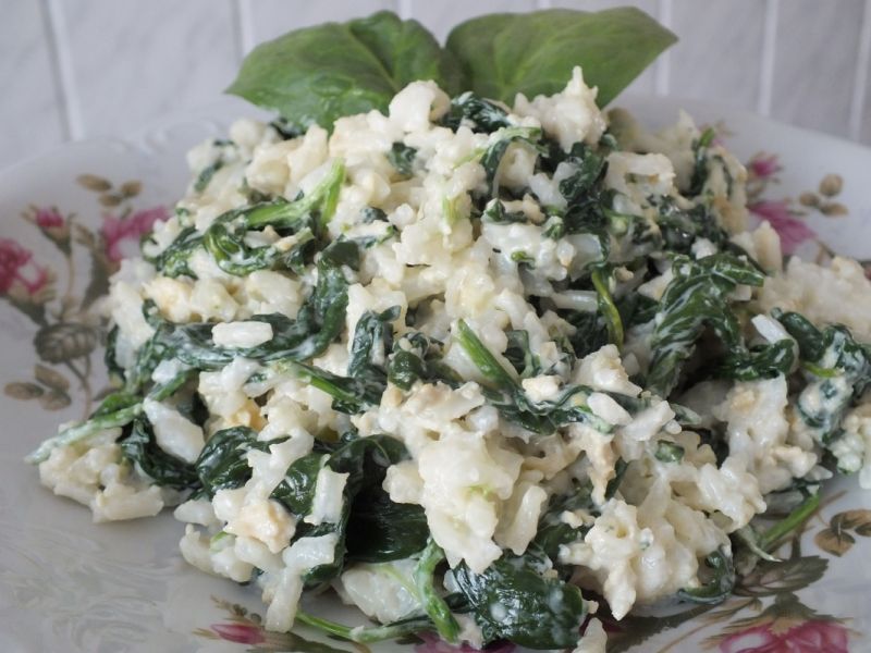 Ryż ze szpinakiem i mascarpone