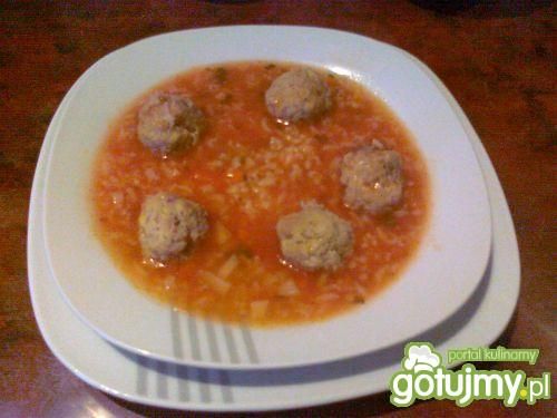 Ryżowa zupa pomidorowa z pulpetami